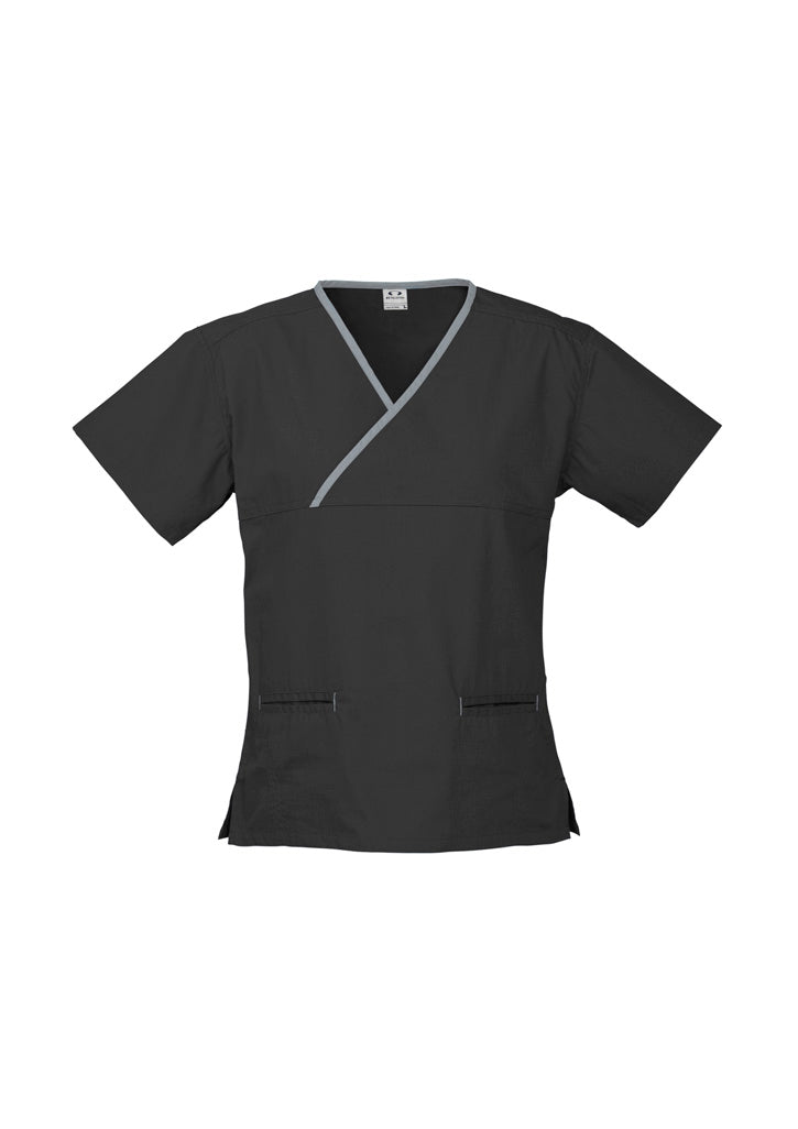 Contrast Womens Crossover Scrubs Top