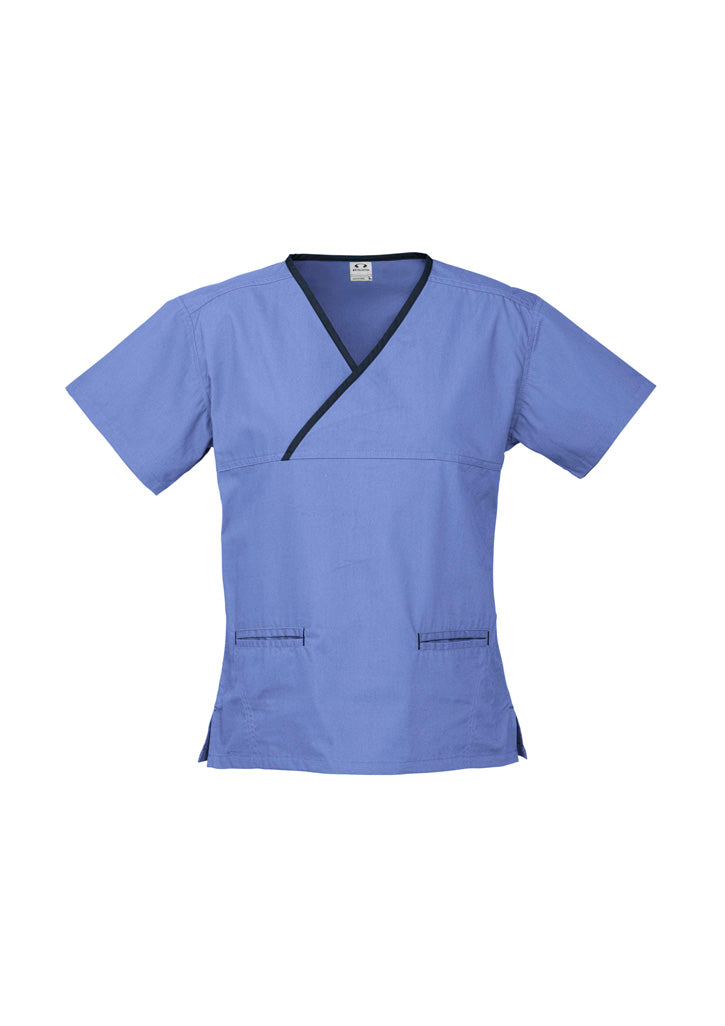 Contrast Womens Crossover Scrubs Top
