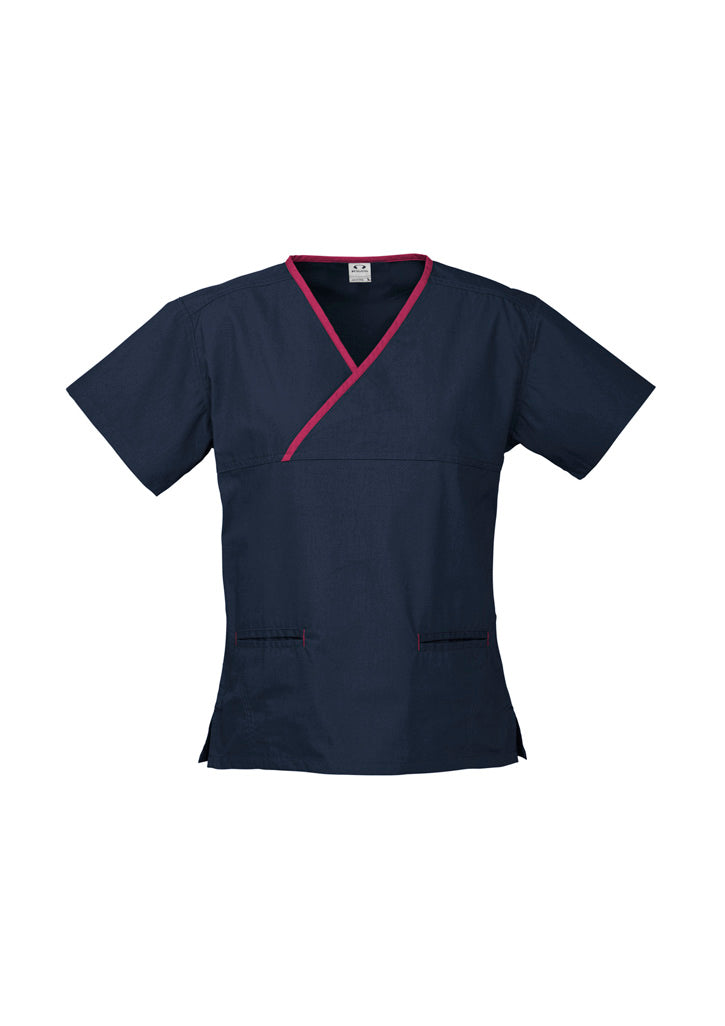Contrast Womens Crossover Scrubs Top