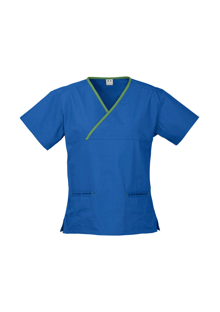 Contrast Womens Crossover Scrubs Top