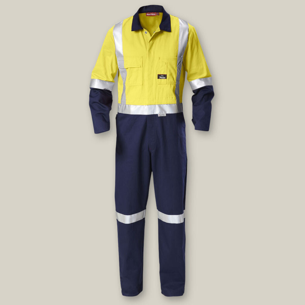 Hard Yakka Hi-Vis 2Tone Taped Cotton Drill Coveralls