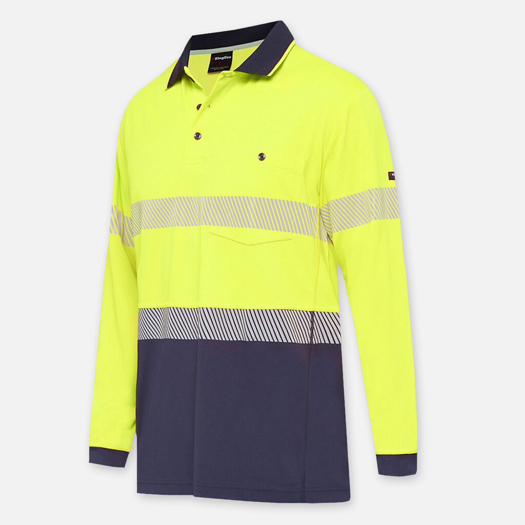 KingGee Workcool Hyperfreeze Hi-Vis L/S Polos