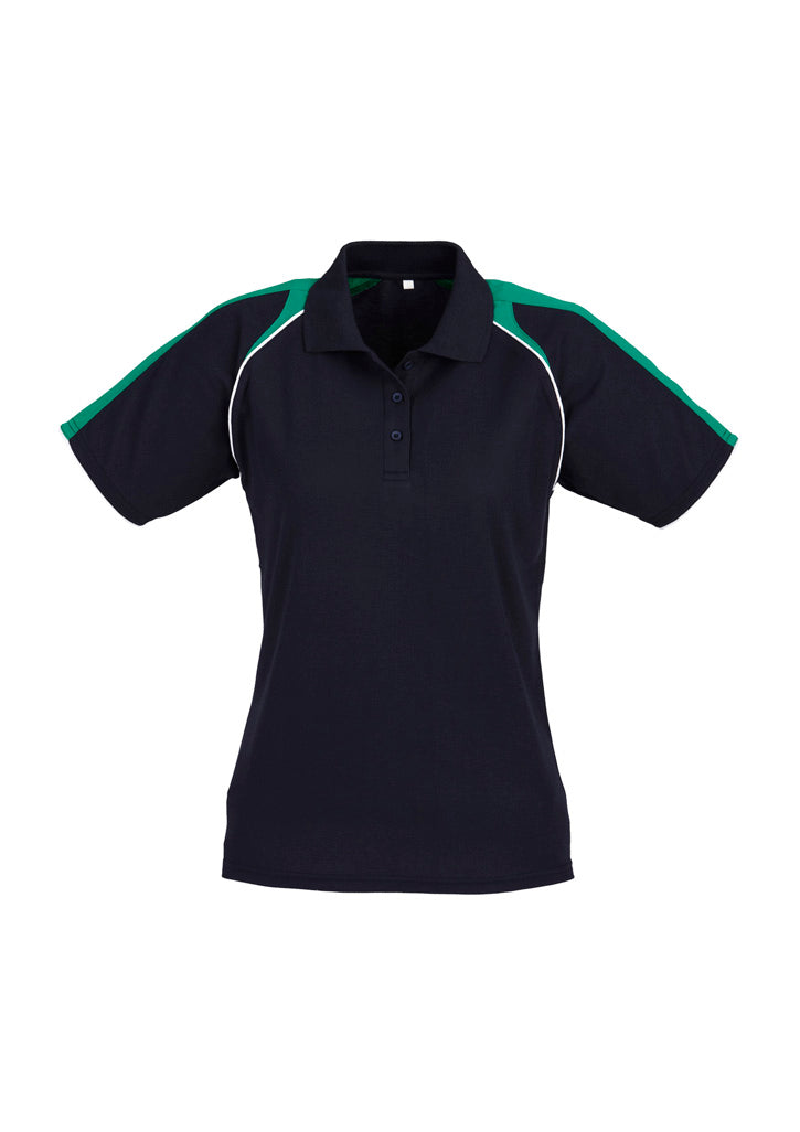 Image of a woman in a Velocity Moisture Wicking Women's Polo during a gym session.