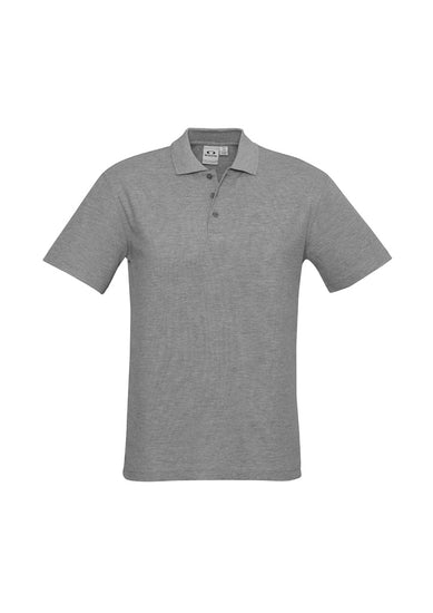 Image depicting a man in a Pique Knitted Flat Collar Men's Polo at a casual business meeting.