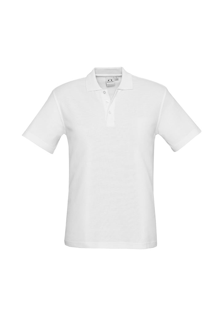 Image depicting a man in a Pique Knitted Flat Collar Men's Polo at a casual business meeting.