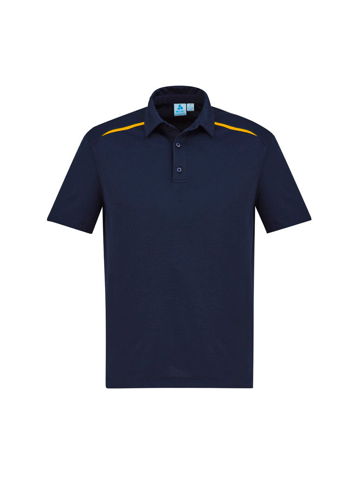 Image showing a man in a Solar Polyester Cotton Knit Men's Polo during a sunny outdoor activity.