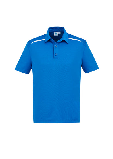 Image showing a man in a Solar Polyester Cotton Knit Men's Polo during a sunny outdoor activity.