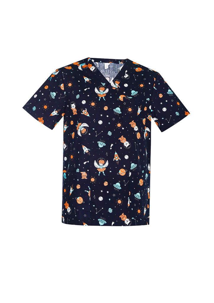 Space Party Mens Scrub Top
