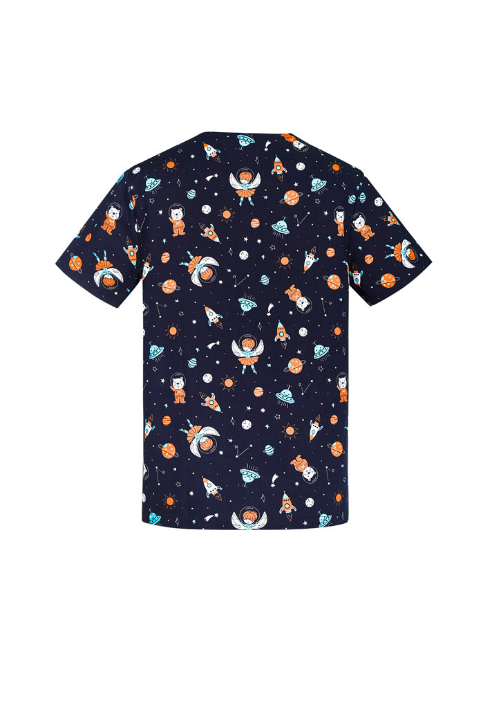 Space Party Mens Scrub Top