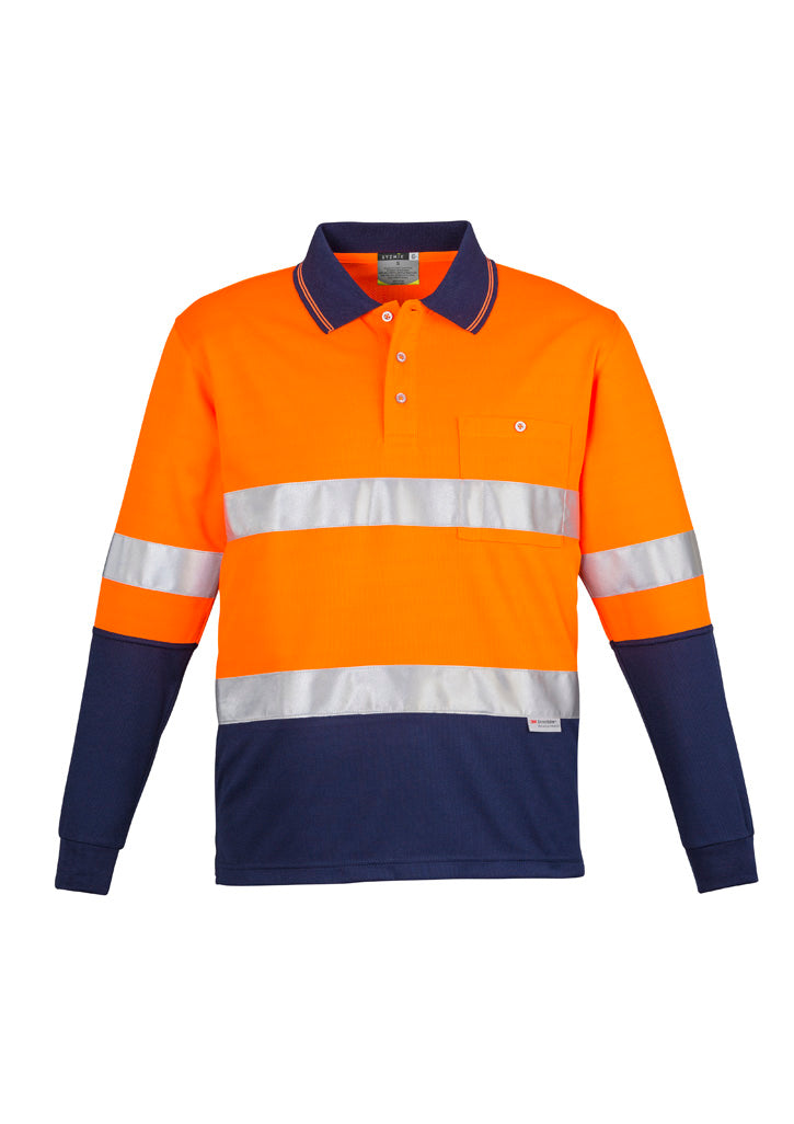 Mens Hi Vis Spliced L/S Polo - Hoop Taped