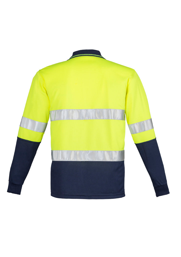 Mens Hi Vis Spliced L/S Polo - Hoop Taped