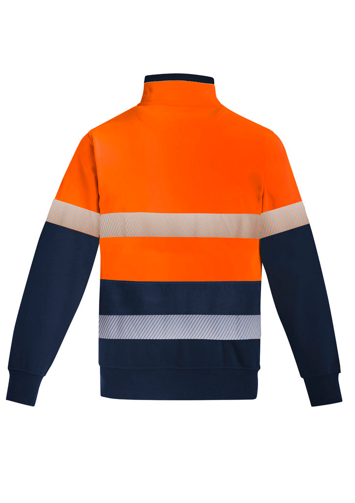 Mens Orange Flame Hi Vis 1/4 Zip Fleece Pullover - Hoop Taped