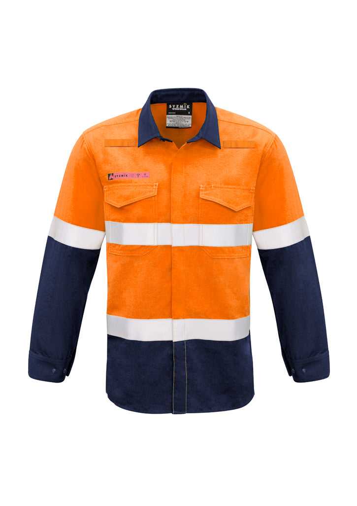 Mens Red Flame Hi Vis Shirt - Hoop Taped