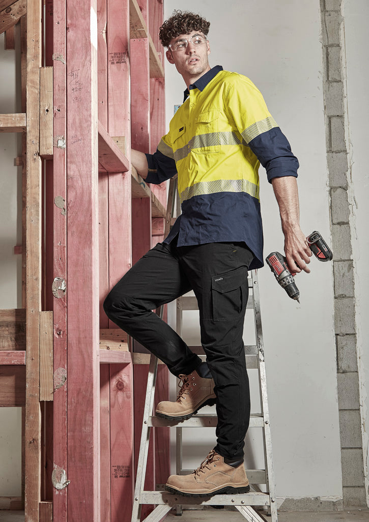 Mens Rugged Cooling Hi Vis Segmented Tape L/S Shirt