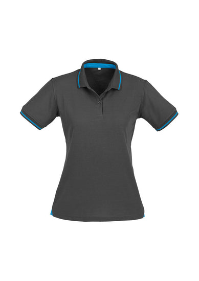 Image of a woman in a Canvas Stripe Collar Women's Polo during a summer gathering.
