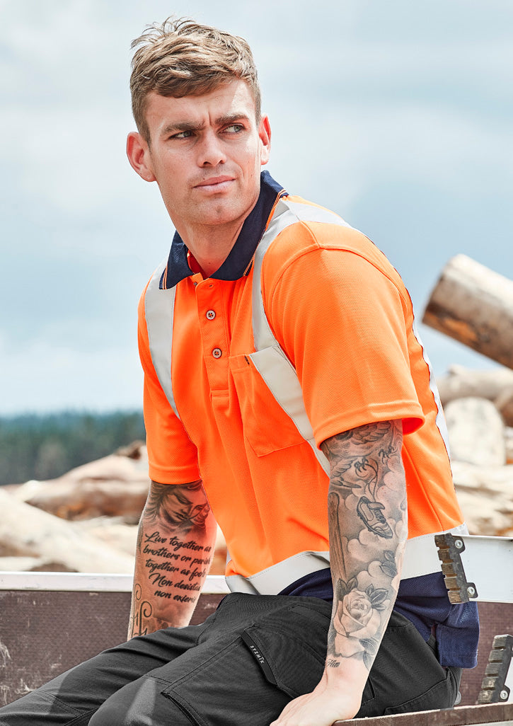 Mens Hi Vis Spliced S/S Polo - Shoulder Taped