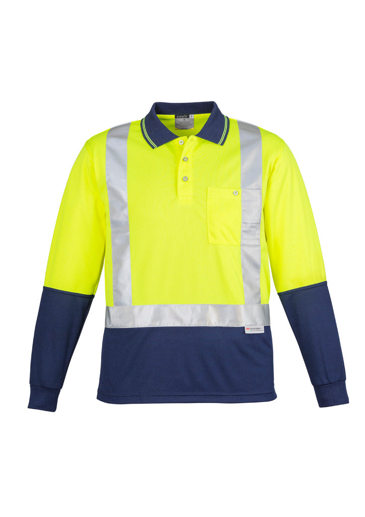 Mens Hi Vis Spliced L/S Polo - Shoulder Taped
