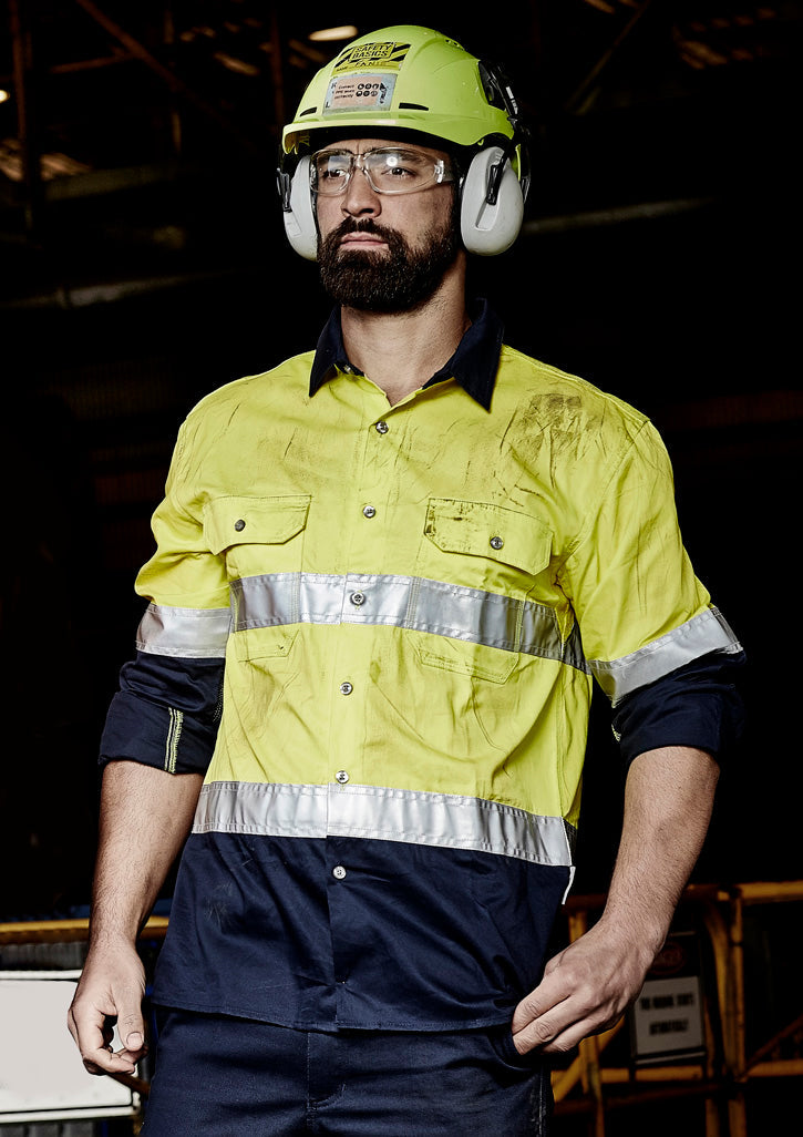 Mens Hi Vis Industrial L/S Shirt - Hoop Taped