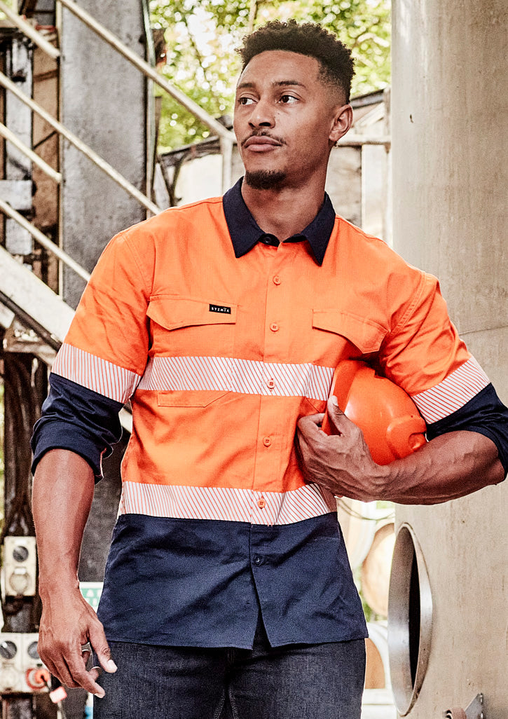 Mens Rugged Cooling Hi Vis Segmented Tape L/S Shirt