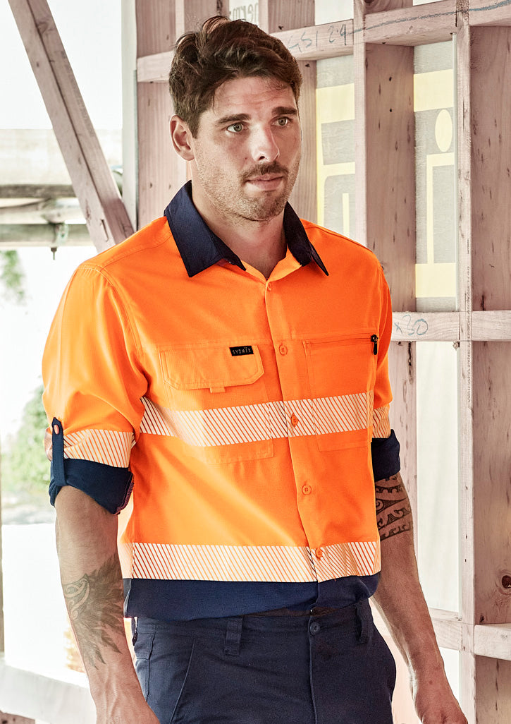 Mens Hi Vis Outdoor Segmented Tape L/S Shirt