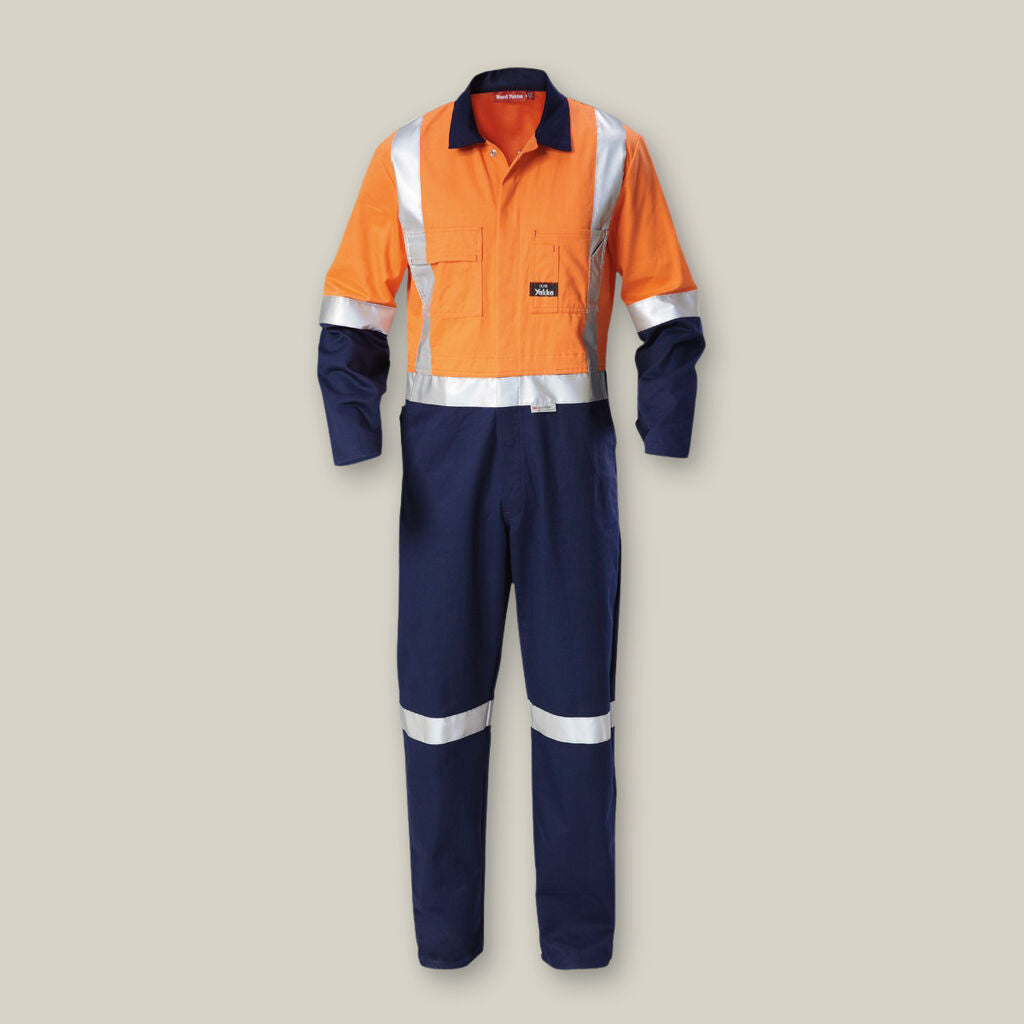 Hard Yakka Hi-Vis 2Tone Taped Cotton Drill Coveralls