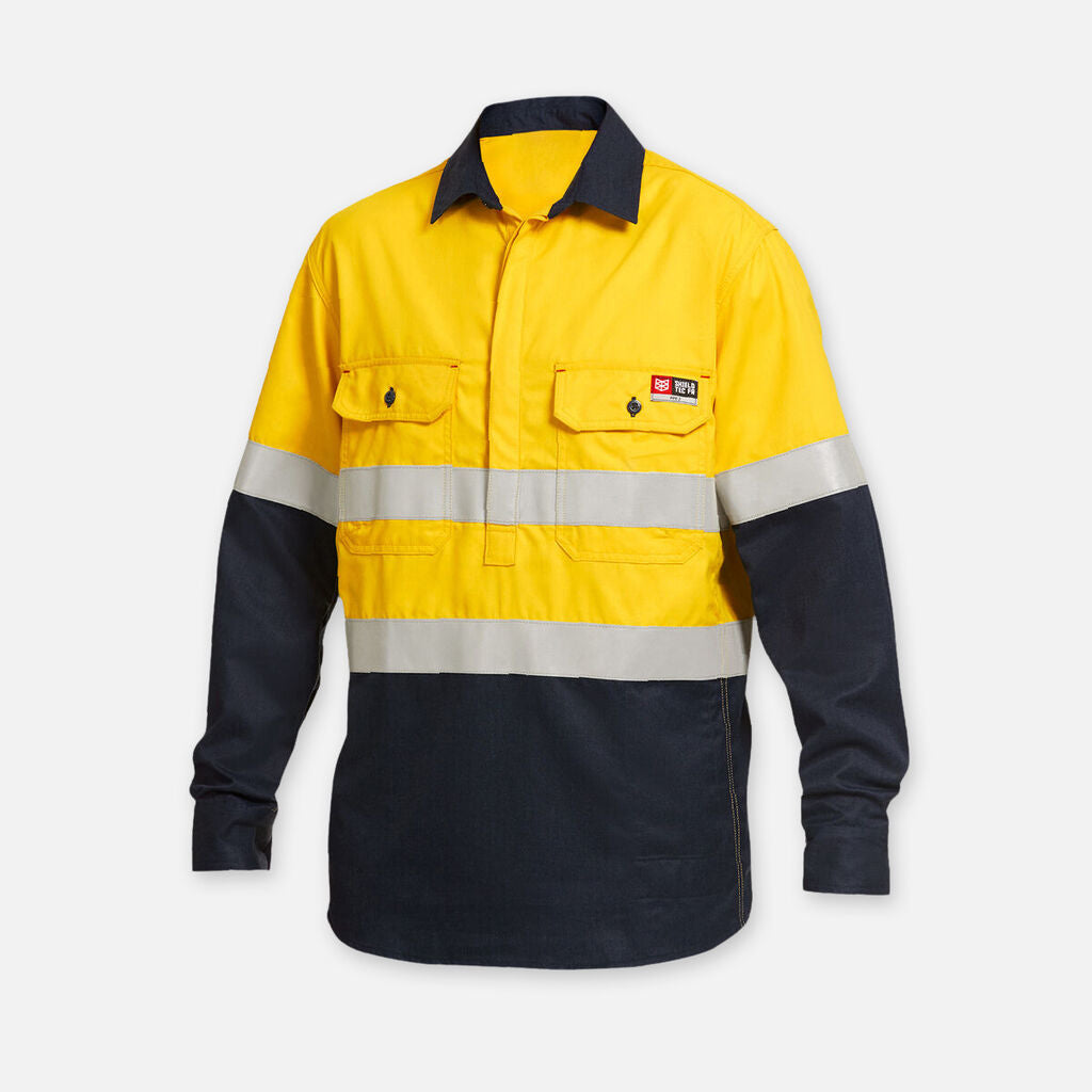 KingGee Shieldtec Fr Hi Vis 2 Tone Closed Front Taped Shirts